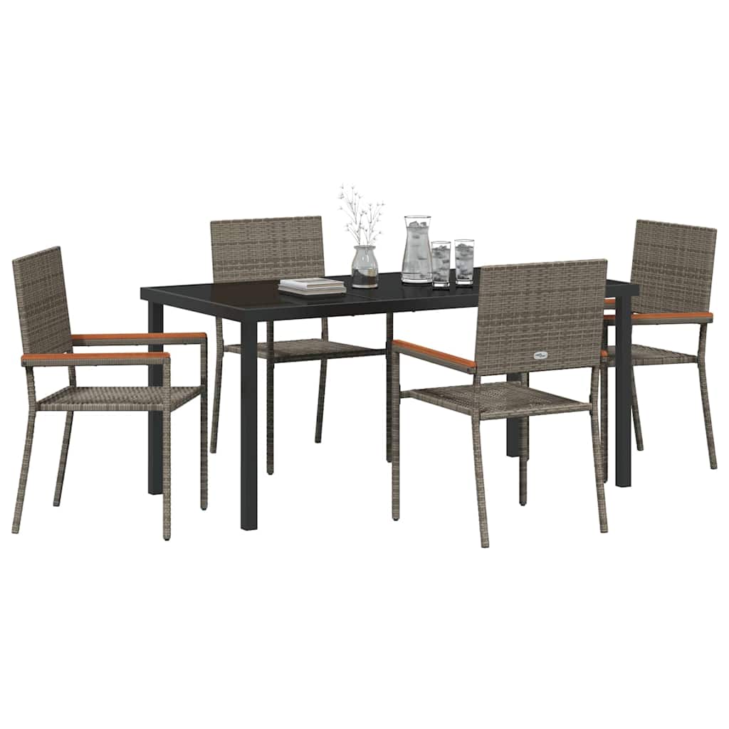 Garten Essgruppe 5 pcs Grau Poly Rattan