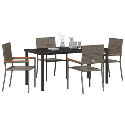 Garten Essgruppe 5 pcs Grau Poly Rattan