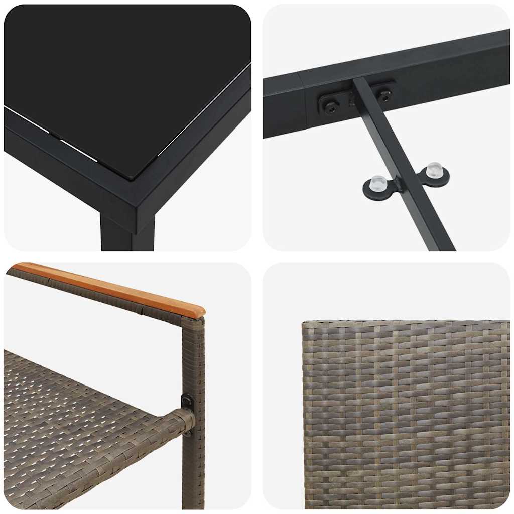 Garten Essgruppe 7 pcs Grau Poly Rattan