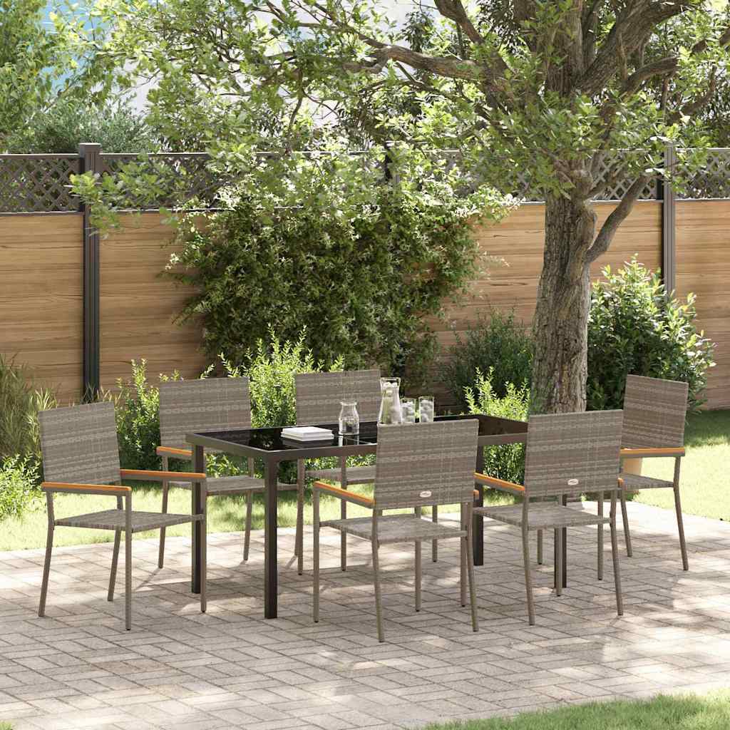 Garten Essgruppe 7 pcs Grau Poly Rattan