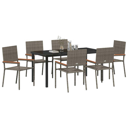 Garten Essgruppe 7 pcs Grau Poly Rattan