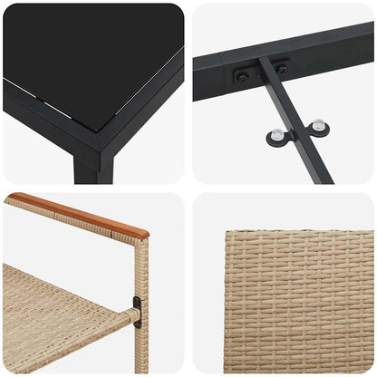 Garten Essgruppe 3 pcs Beige Poly Rattan