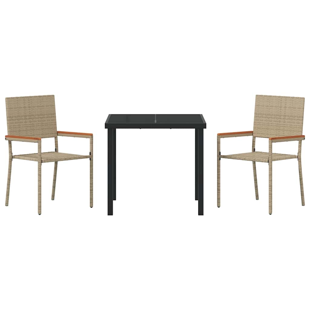 Garten Essgruppe 3 pcs Beige Poly Rattan