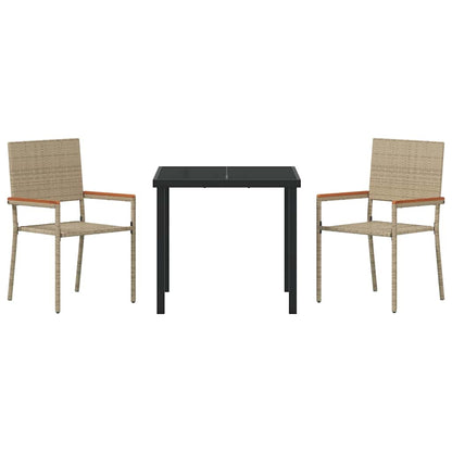 Garten Essgruppe 3 pcs Beige Poly Rattan