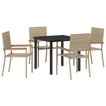 Garten Essgruppe 5 pcs Beige Poly Rattan