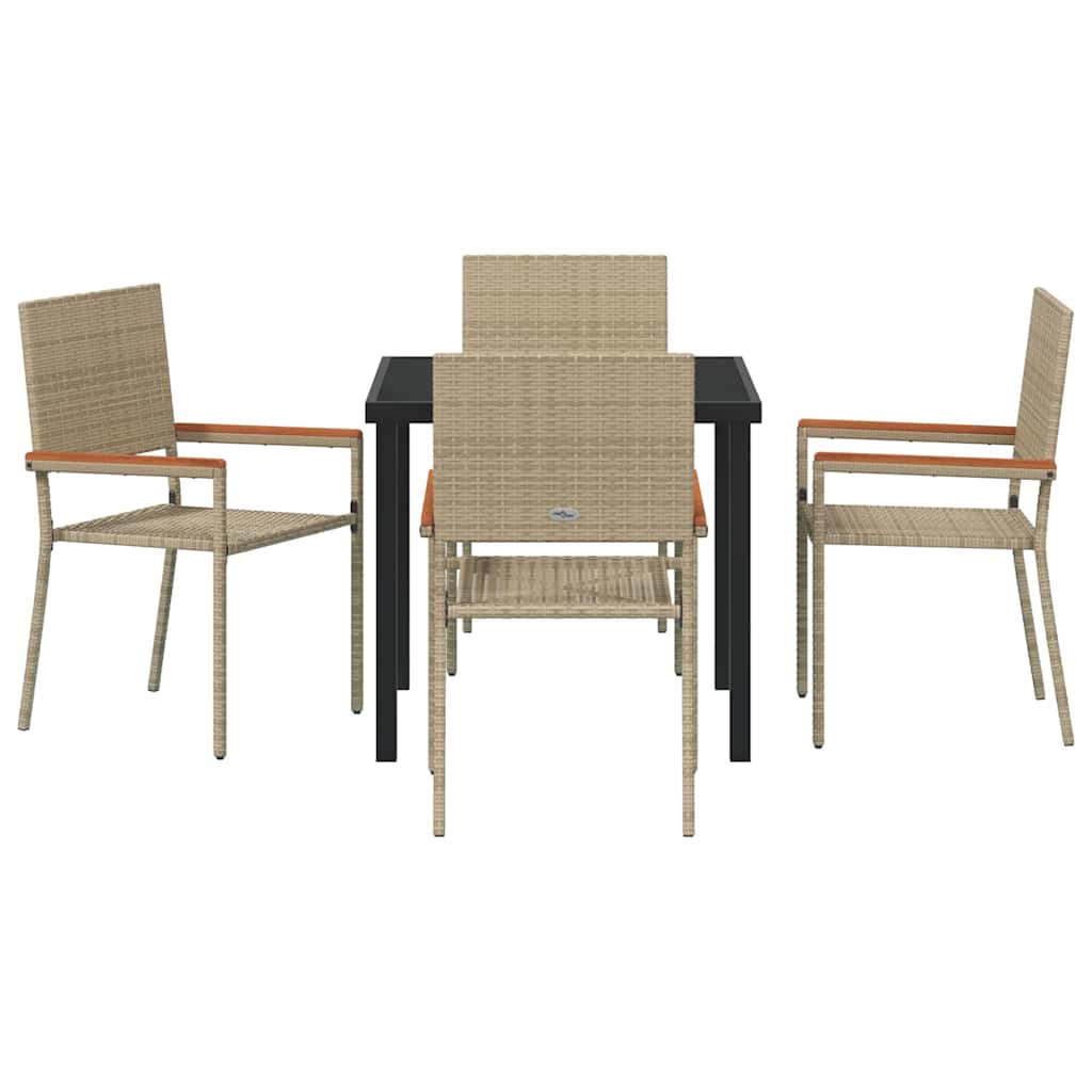 Garten Essgruppe 5 pcs Beige Poly Rattan