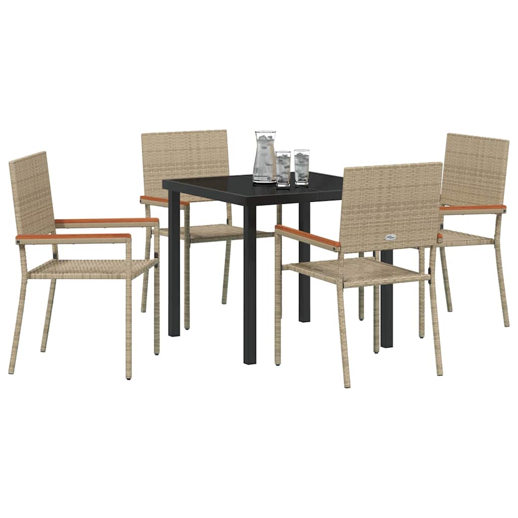 Garten Essgruppe 5 pcs Beige Poly Rattan