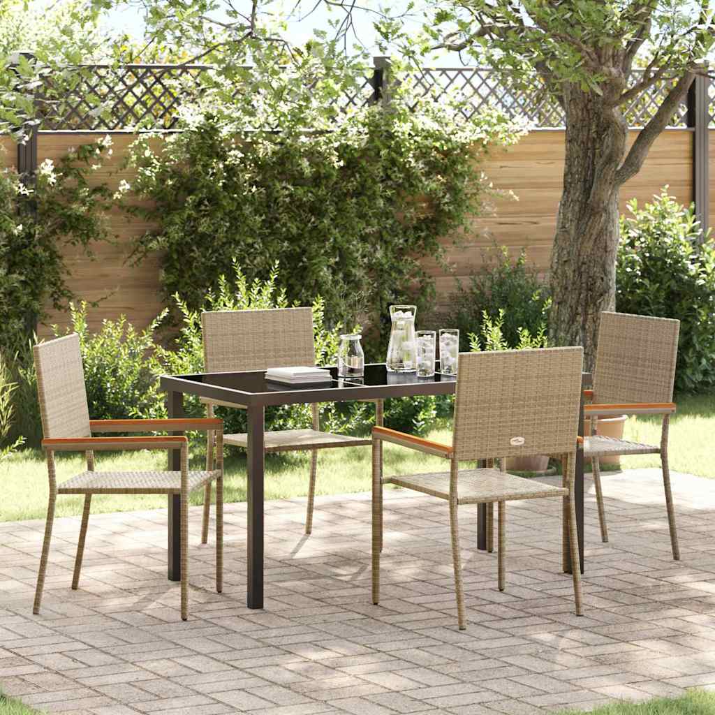 Garten Essgruppe 5 pcs Beige Poly Rattan