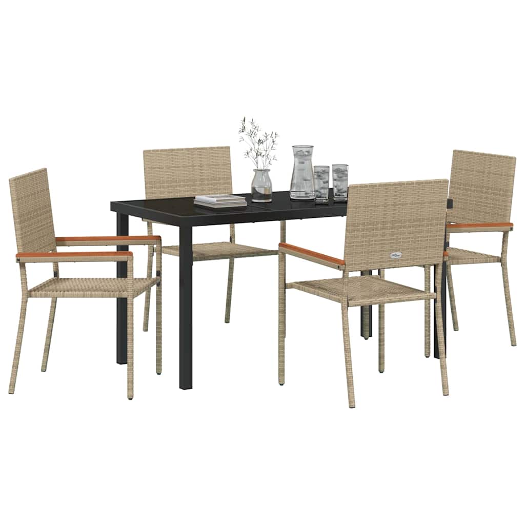 Garten Essgruppe 5 pcs Beige Poly Rattan