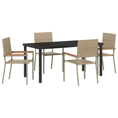 Garten Essgruppe 5 pcs Beige Poly Rattan