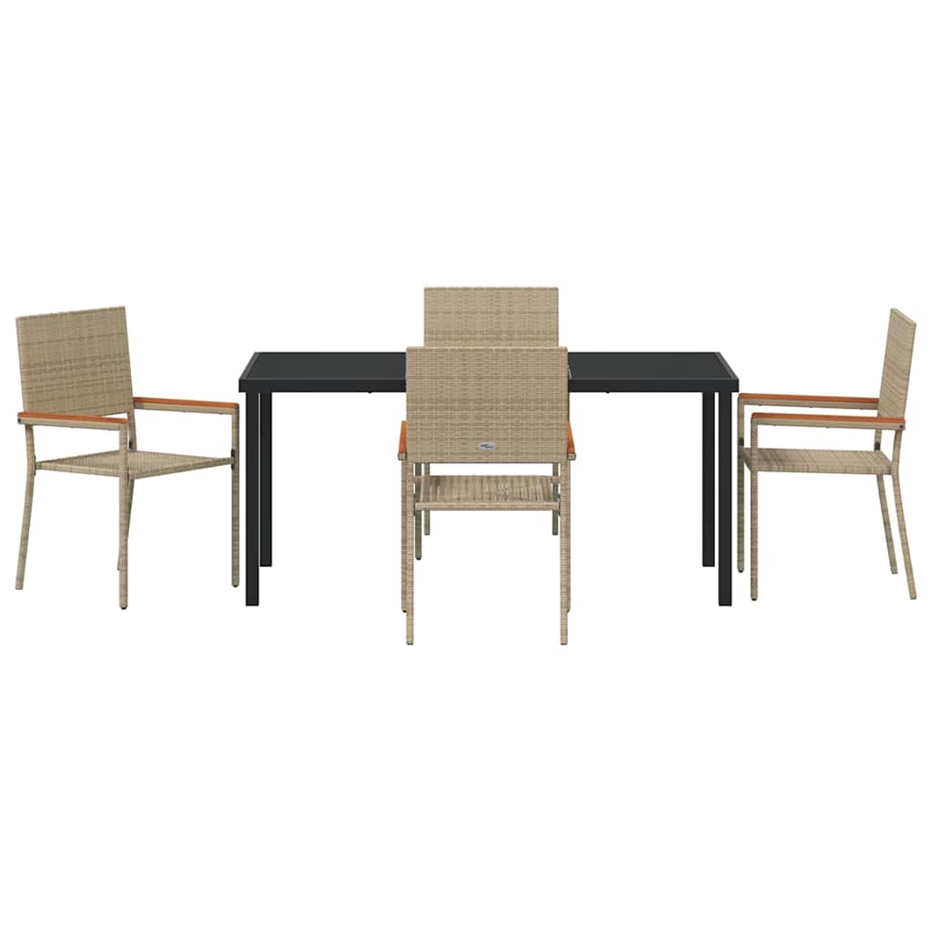 Garten Essgruppe 5 pcs Beige Poly Rattan