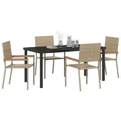Garten Essgruppe 5 pcs Beige Poly Rattan