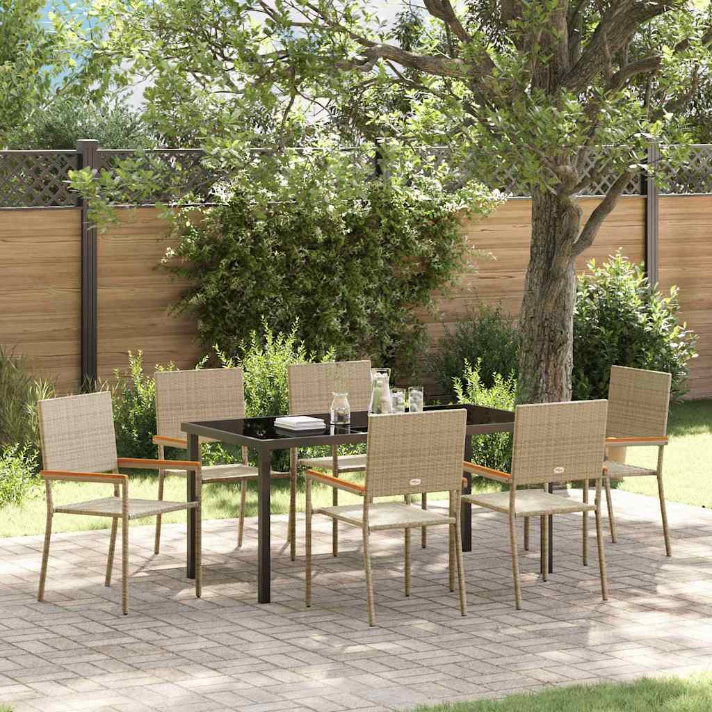Garten Essgruppe 7 pcs Beige Poly Rattan