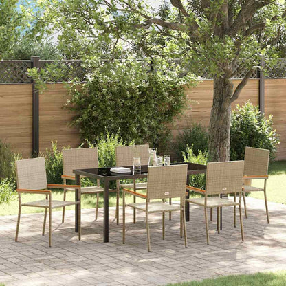 Garten Essgruppe 7 pcs Beige Poly Rattan