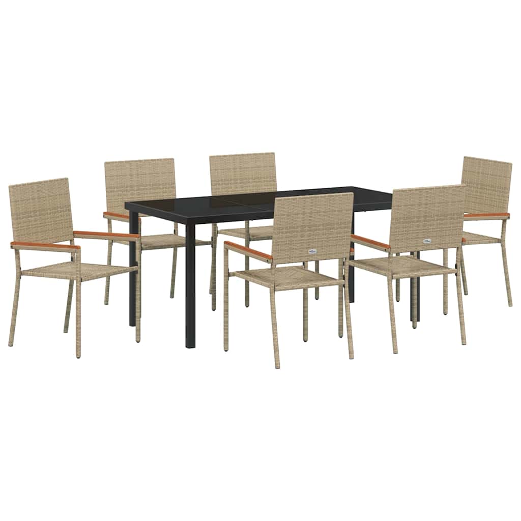 Garten Essgruppe 7 pcs Beige Poly Rattan