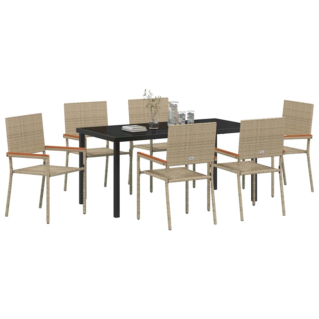 Garten Essgruppe 7 pcs Beige Poly Rattan