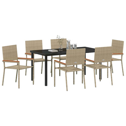 Garten Essgruppe 7 pcs Beige Poly Rattan