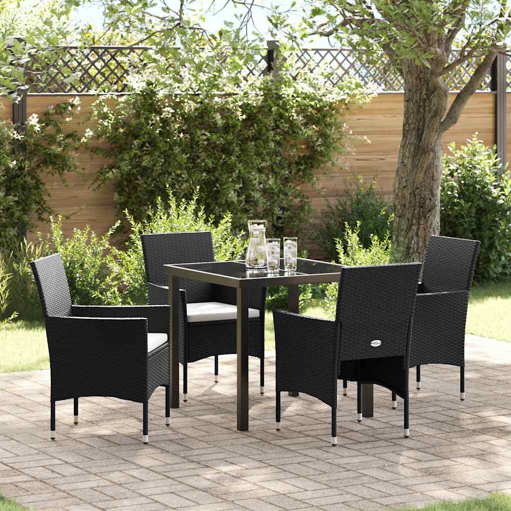 Garten Essgruppe mit Kissen 5 pcs Schwarz Poly Rattan