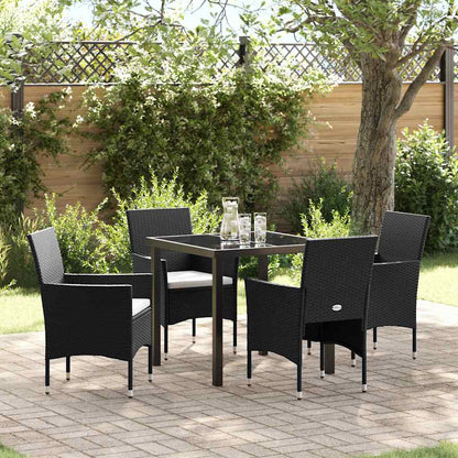 Garten Essgruppe mit Kissen 5 pcs Schwarz Poly Rattan