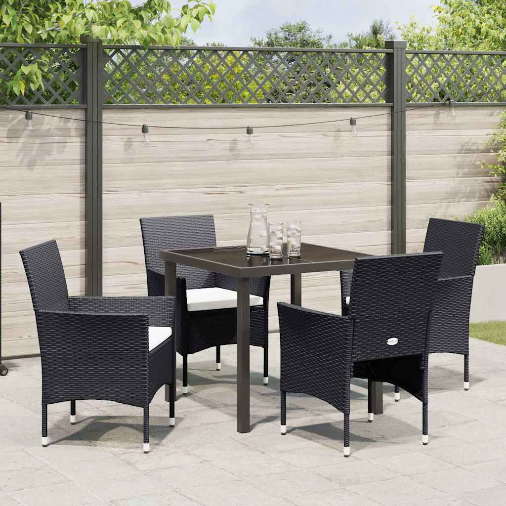 Garten Essgruppe mit Kissen 5 pcs Schwarz Poly Rattan