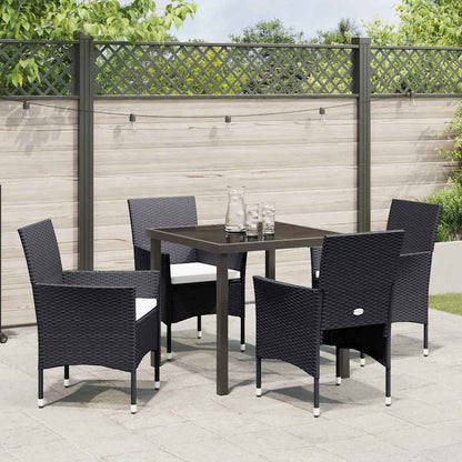 Garten Essgruppe mit Kissen 5 pcs Schwarz Poly Rattan
