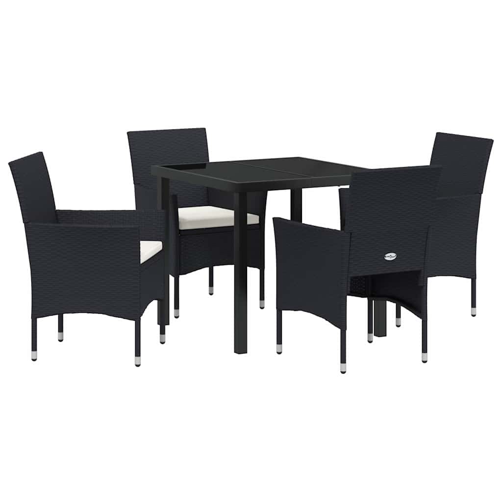 Garten Essgruppe mit Kissen 5 pcs Schwarz Poly Rattan