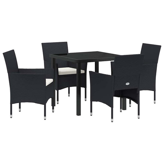 Garten Essgruppe mit Kissen 5 pcs Schwarz Poly Rattan
