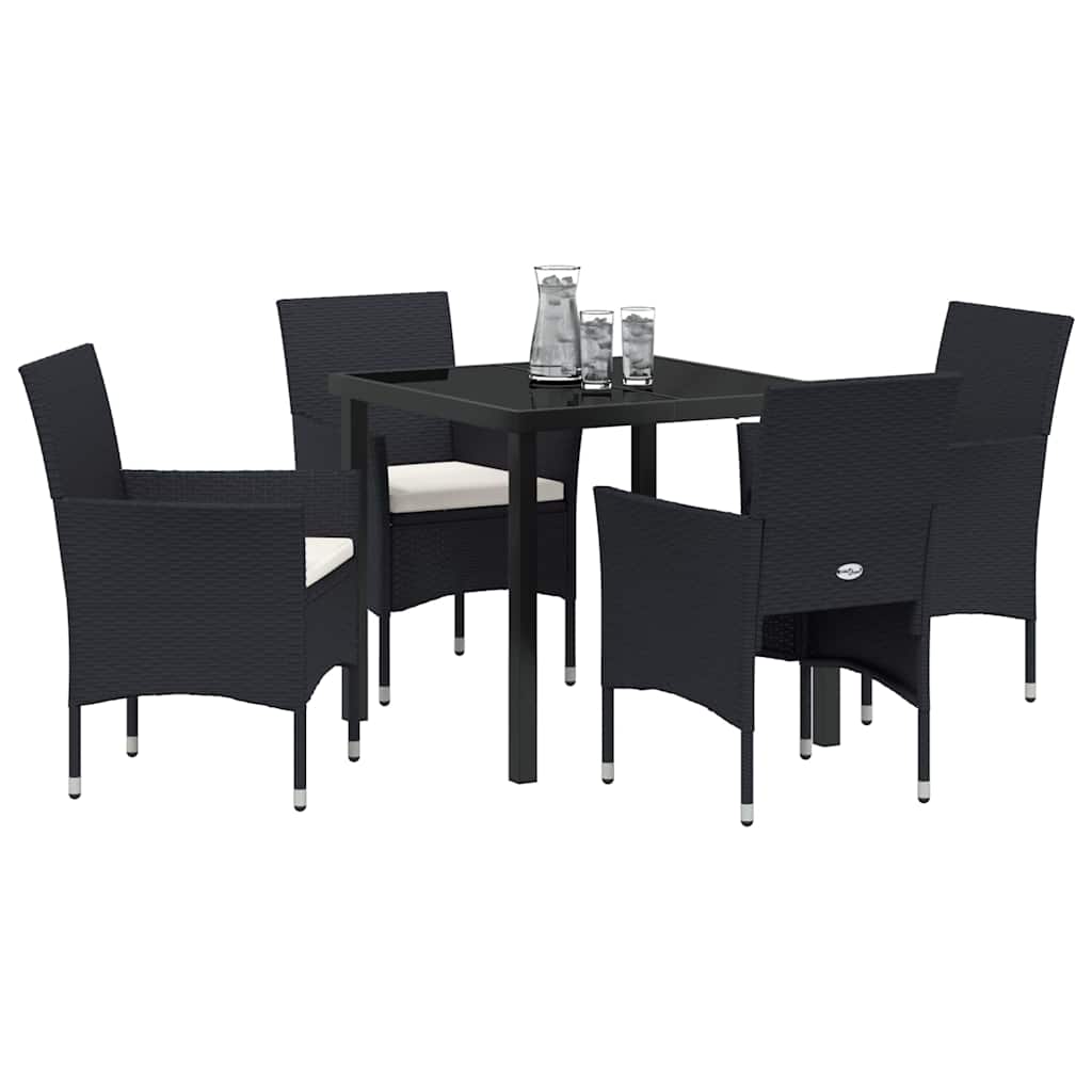 Garten Essgruppe mit Kissen 5 pcs Schwarz Poly Rattan