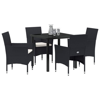 Garten Essgruppe mit Kissen 5 pcs Schwarz Poly Rattan