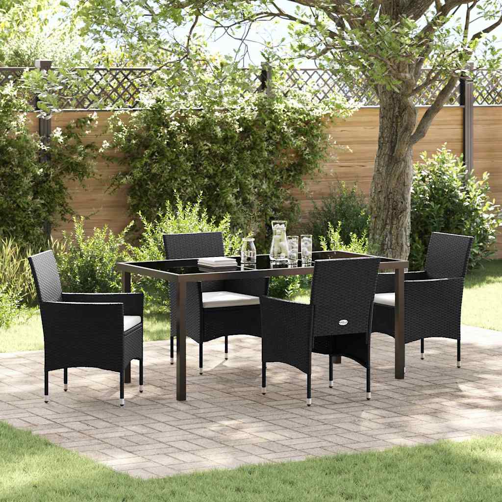 Garten Essgruppe mit Kissen 5 pcs Schwarz Poly Rattan