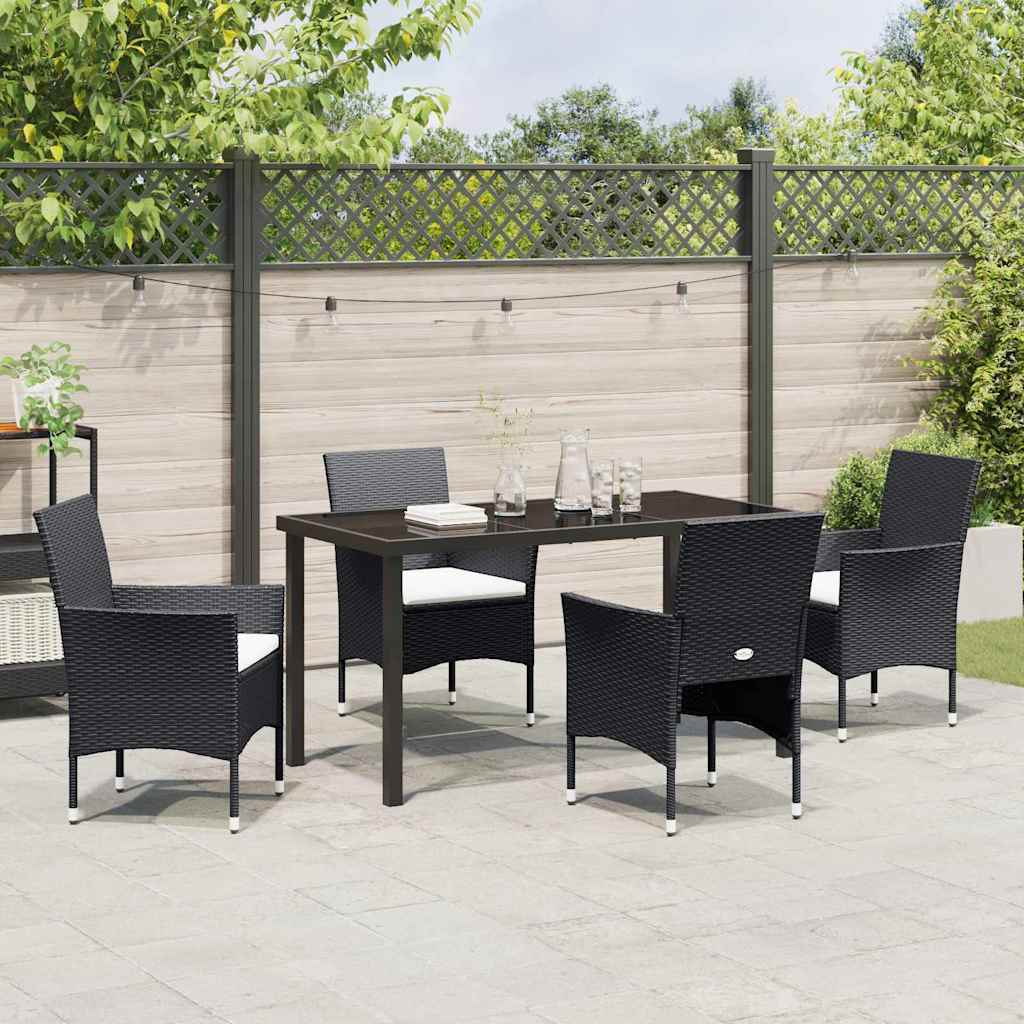 Garten Essgruppe mit Kissen 5 pcs Schwarz Poly Rattan