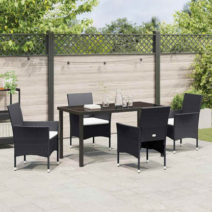 Garten Essgruppe mit Kissen 5 pcs Schwarz Poly Rattan
