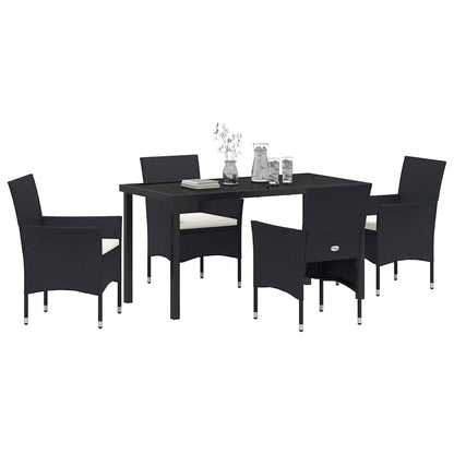 Garten Essgruppe mit Kissen 5 pcs Schwarz Poly Rattan
