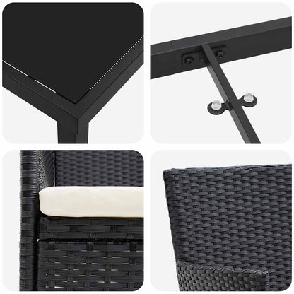 Garten Essgruppe mit Kissen 5 pcs Schwarz Poly Rattan