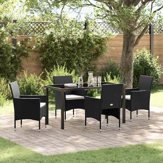 Garten Essgruppe mit Kissen 5 pcs Schwarz Poly Rattan