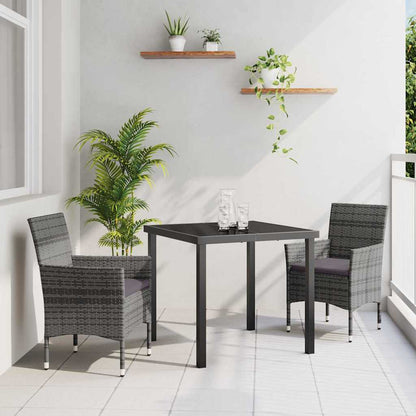 Garten Essgruppe mit Kissen 3 pcs Grau Poly Rattan