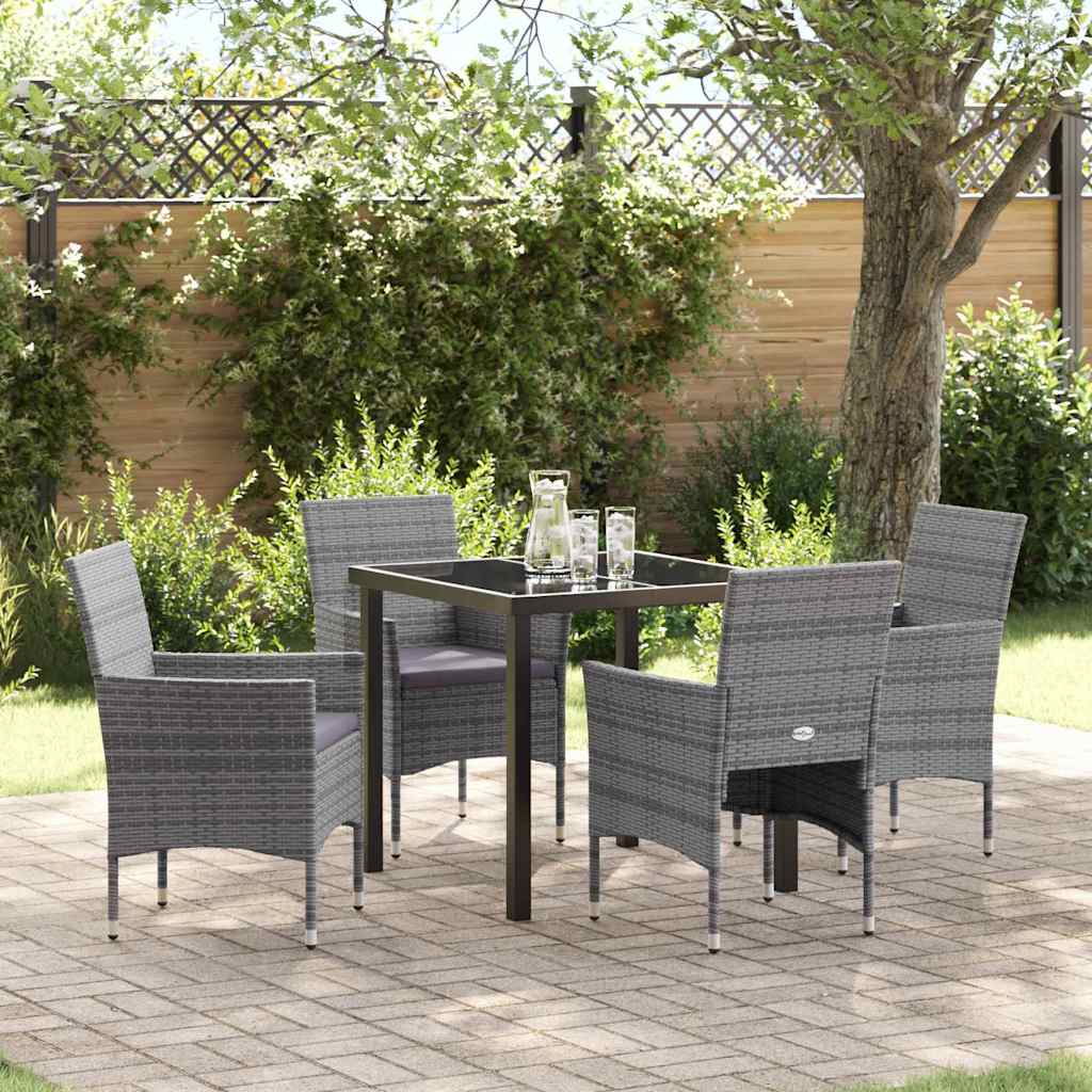 Garten Essgruppe mit Kissen 5 pcs Grau Poly Rattan