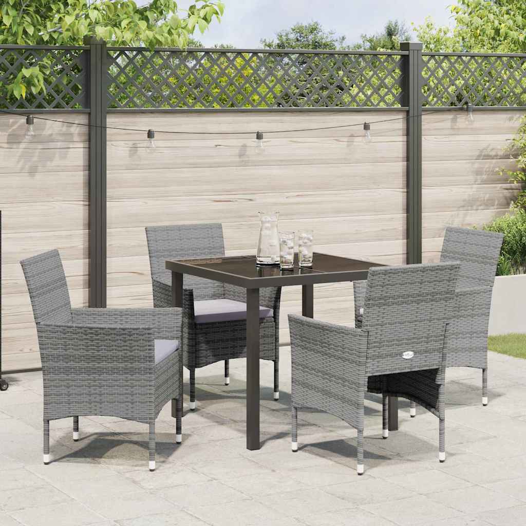 Garten Essgruppe mit Kissen 5 pcs Grau Poly Rattan