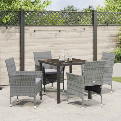 Garten Essgruppe mit Kissen 5 pcs Grau Poly Rattan