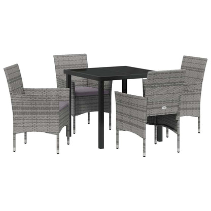 Garten Essgruppe mit Kissen 5 pcs Grau Poly Rattan
