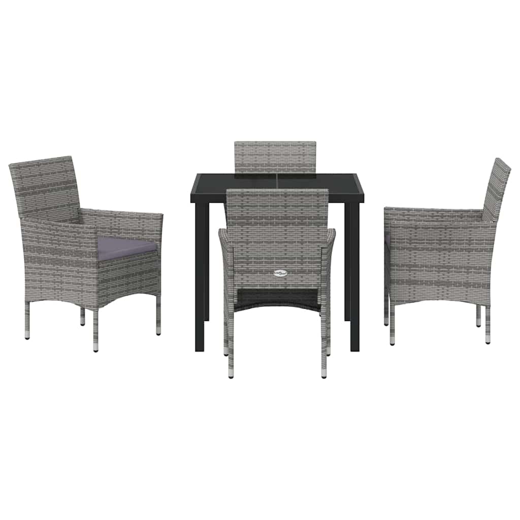 Garten Essgruppe mit Kissen 5 pcs Grau Poly Rattan