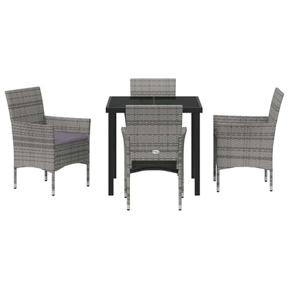 Garten Essgruppe mit Kissen 5 pcs Grau Poly Rattan