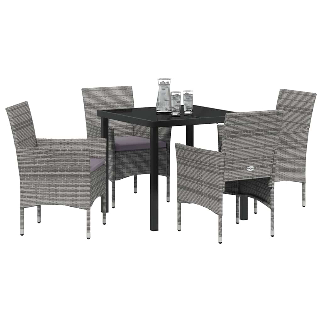 Garten Essgruppe mit Kissen 5 pcs Grau Poly Rattan