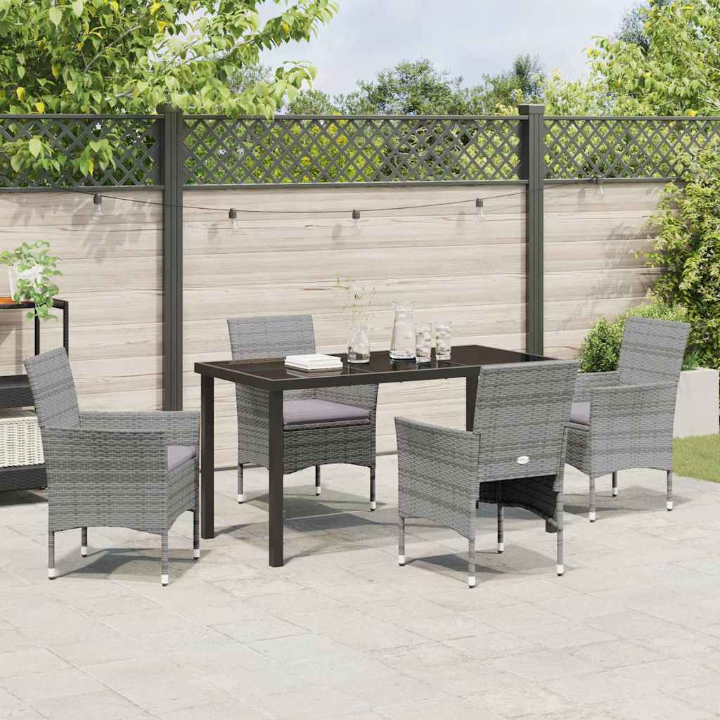Garten Essgruppe mit Kissen 5 pcs Grau Poly Rattan