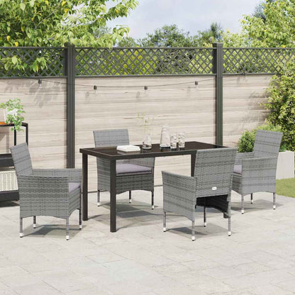 Garten Essgruppe mit Kissen 5 pcs Grau Poly Rattan