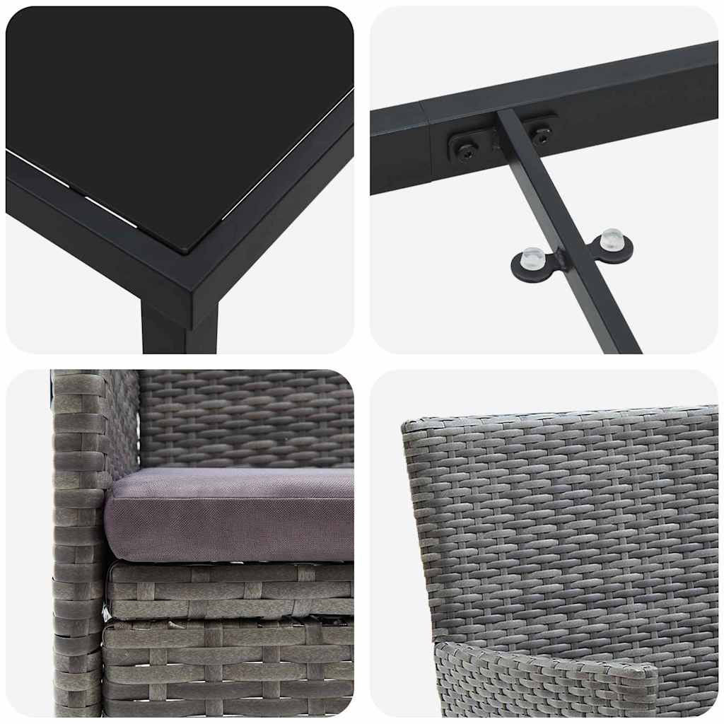 Garten Essgruppe mit Kissen 5 pcs Grau Poly Rattan