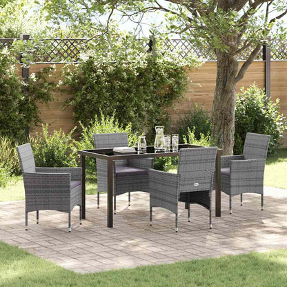 Garten Essgruppe mit Kissen 5 pcs Grau Poly Rattan