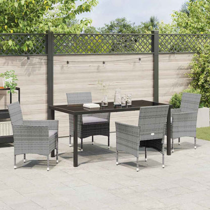 Garten Essgruppe mit Kissen 5 pcs Grau Poly Rattan