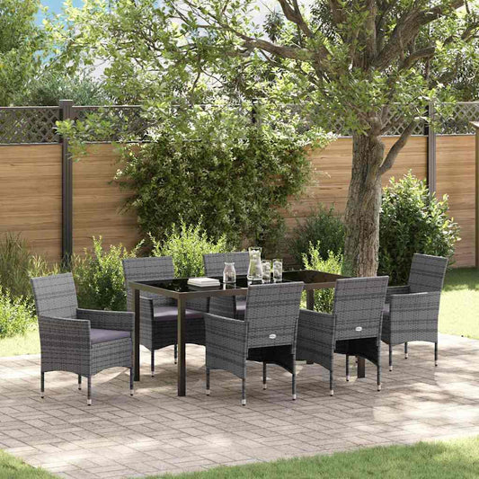 Garten Essgruppe mit Kissen 7 pcs Grau Poly Rattan