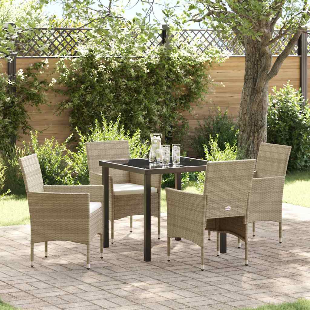 Garten Essgruppe mit Kissen 5 pcs Beige Poly Rattan